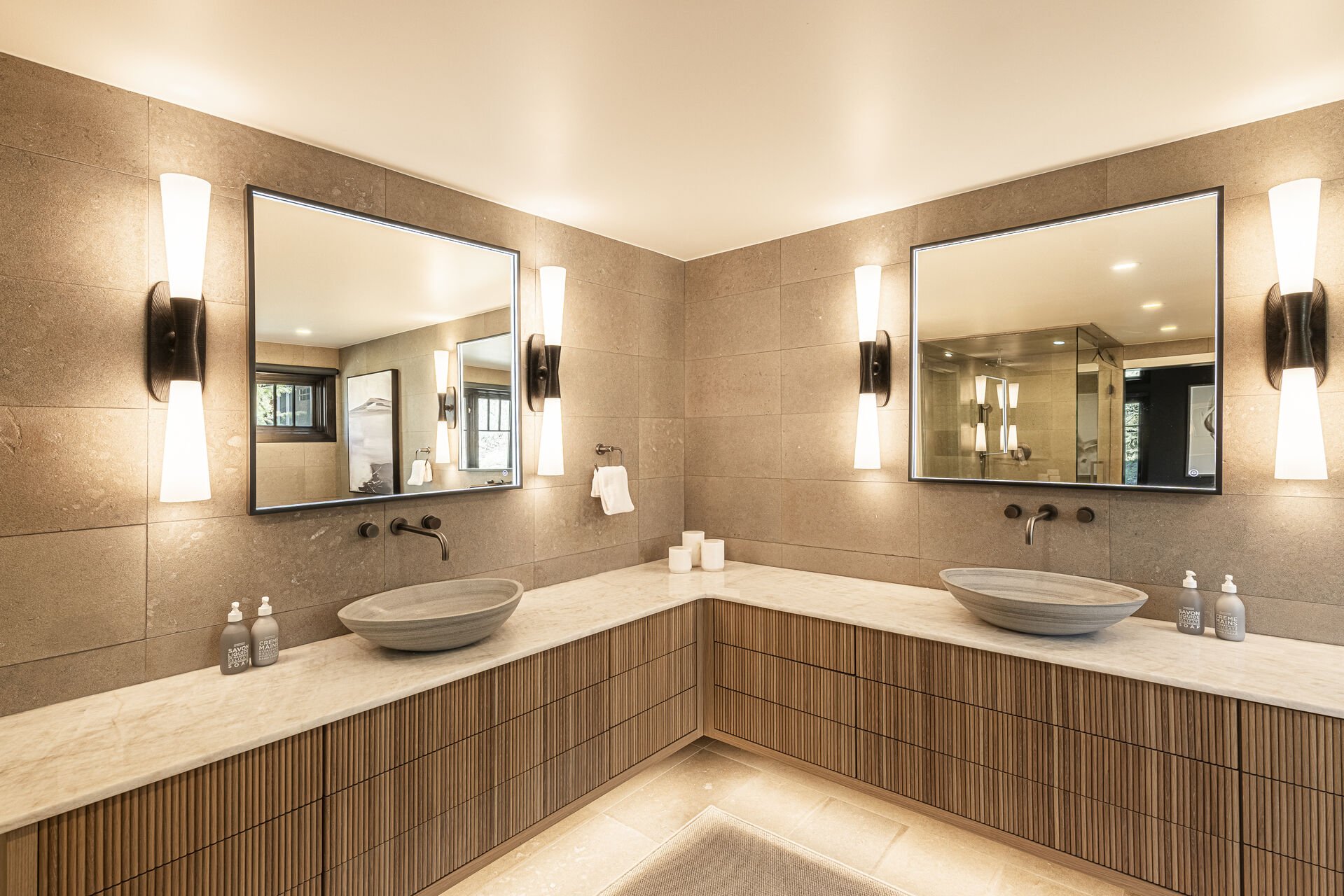 Sun Peak Manor House - Primary En Suite with two vanities with lighted mirrors